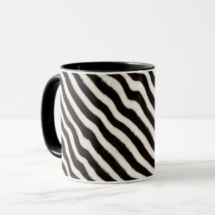 Geh wild Zebra Streifen Schwarz Weiß Faux Fell Opt Tasse