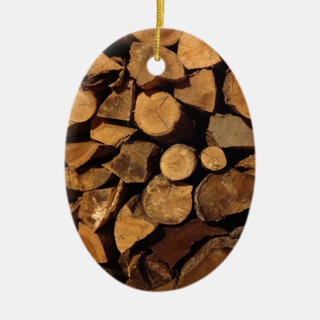 Gehacktes Feuer-Holz Keramik Ornament (Vorne)