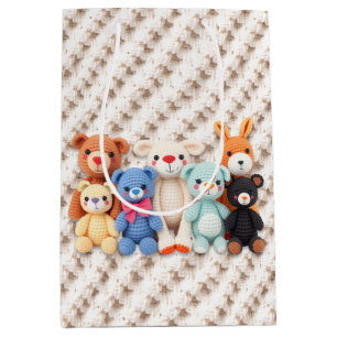 Gehäkelte Kuscheltiere Blau und Gelb Mittlere Geschenktüte