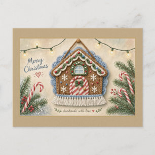 Gehäkelte Weihnachtsplätzchen-Haus-Weihnachtskarte Postkarte