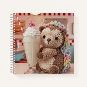 Gehäkelter Igel und Milchshake im Retro-Diner Notizbuch
