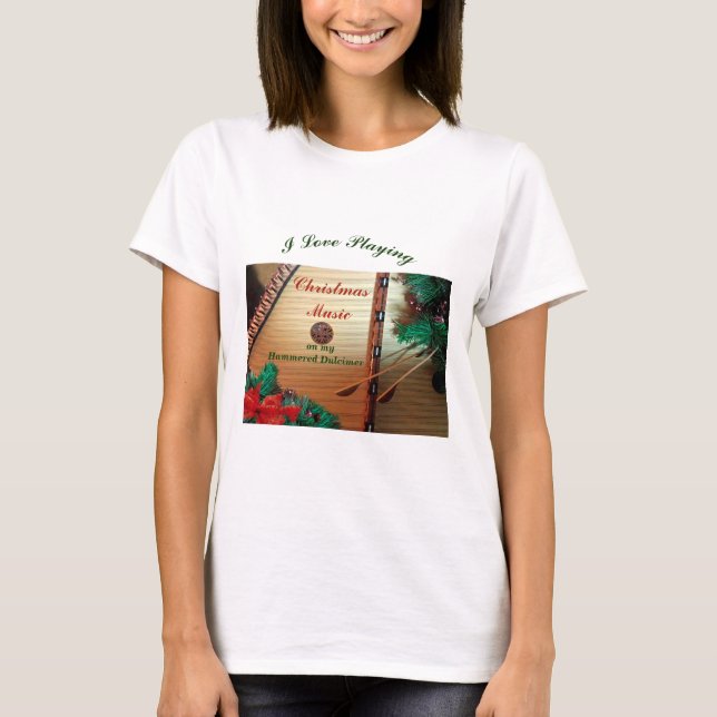 Gehämmertes Dulcimer-Weihnachtst-shirt T-Shirt (Vorderseite)