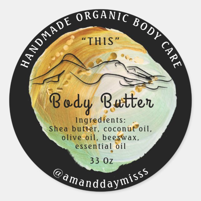 Gehäuse-Butter-Balm-Pflege-Logo einzigartig Runder Aufkleber (Vorderseite)