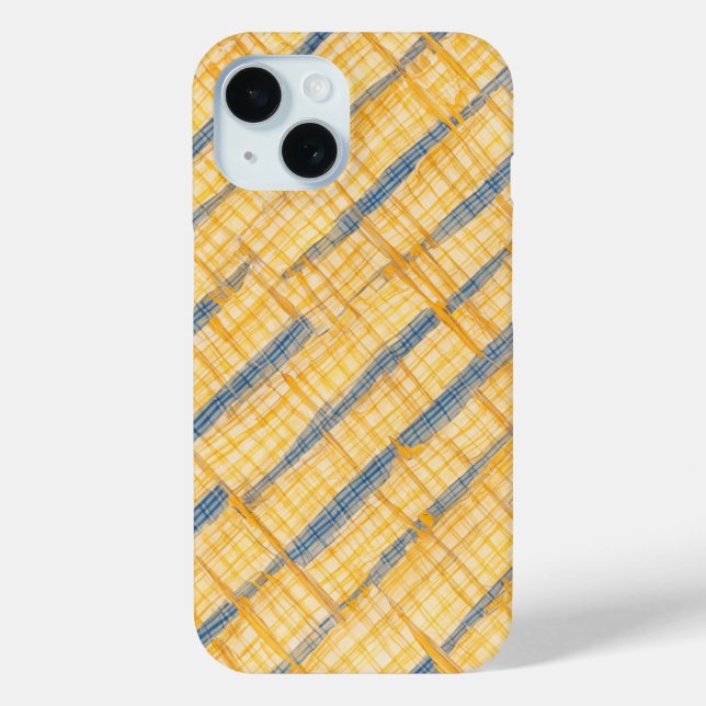 Gehäuse Gelb & Blau-Diagonal-Gitter Case-Mate iPhone Hülle (Rückseite)