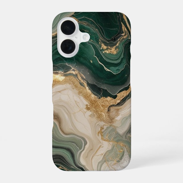 Gehäuse mit grünem Marmormuster iPhone 16 Hülle (Rückseite)