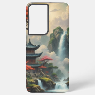 Gehäuse mit japanischem Haus und Wasserfall Samsung Galaxy Hülle