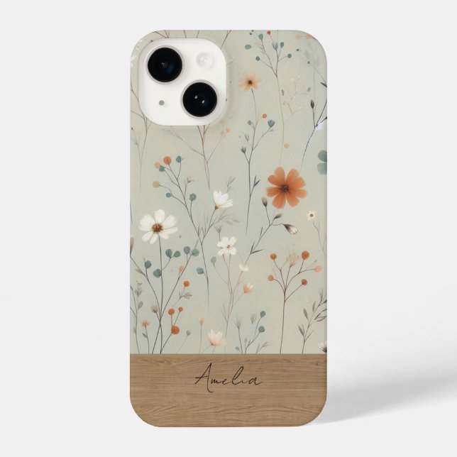 Gehäuse mit personalisierter Wildblume iPhone 14 Hülle (Rückseite)