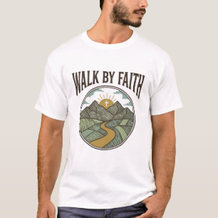 Gehe auf Glauben christlicher Bergpfad Vektor T-Shirt