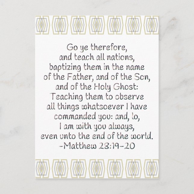 Gehe deshalb hin und lehre alle Nationen Postkarte (Vorderseite)