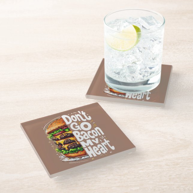 Gehe nicht zu meinem herzen Funny Food Pun Glasuntersetzer (Schrägansicht)