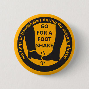 "Gehe zu einem Fußschlag!" Grippe-Saisonhygiene Button