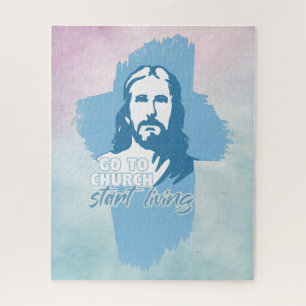 Gehe zur Kirche...! Jesus Christus. Christlicher P