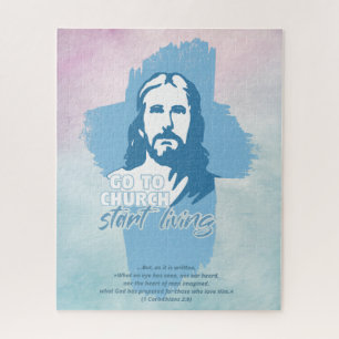 Gehe zur Kirche...! Jesus Christus. Christlicher P