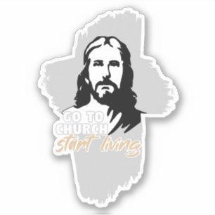Gehe zur Kirche...! Jesus Christus. Christlicher P Aufkleber