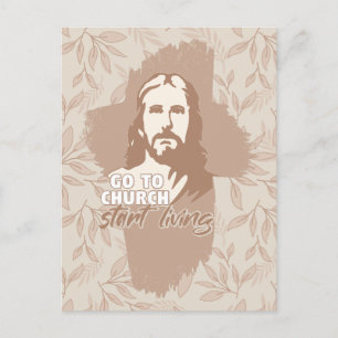 Gehe zur Kirche...! Jesus Christus. Christlicher P Postkarte
