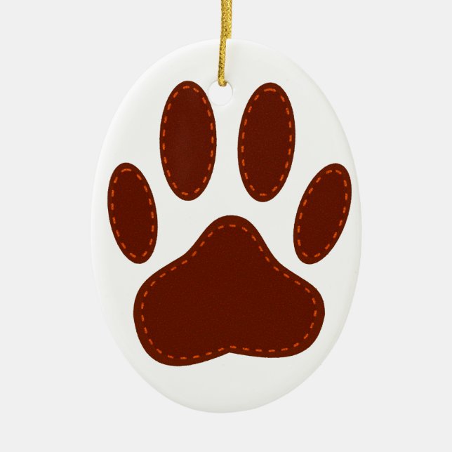 geheftete Felt Dog Paw Print Keramik Ornament (Vorne)