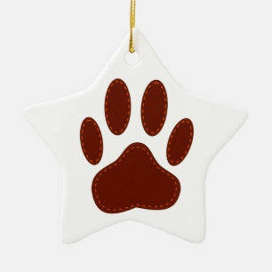 geheftete Felt Dog Paw Print Keramik Ornament