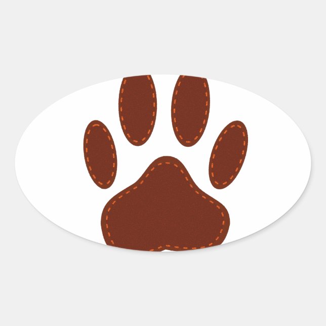 geheftete Felt Dog Paw Print Ovaler Aufkleber (Vorderseite)