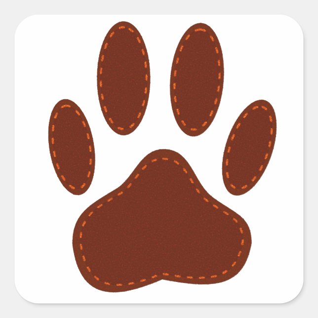 geheftete Felt Dog Paw Print Quadratischer Aufkleber (Vorderseite)