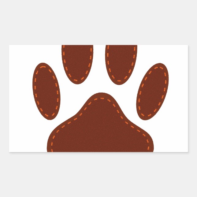 geheftete Felt Dog Paw Print Rechteckiger Aufkleber (Vorderseite)