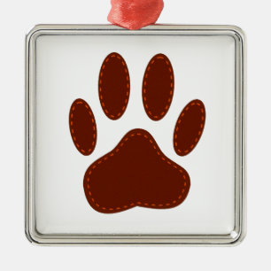 geheftete Felt Dog Paw Print Silbernes Ornament