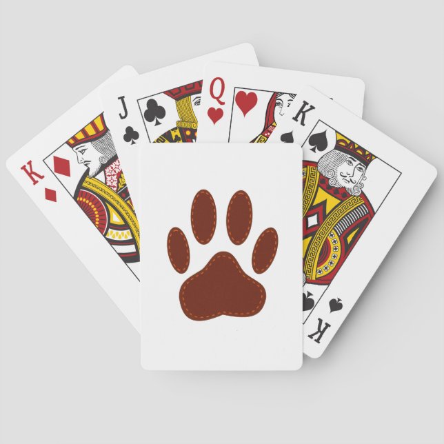 geheftete Felt Dog Paw Print Spielkarten (Rückseite)
