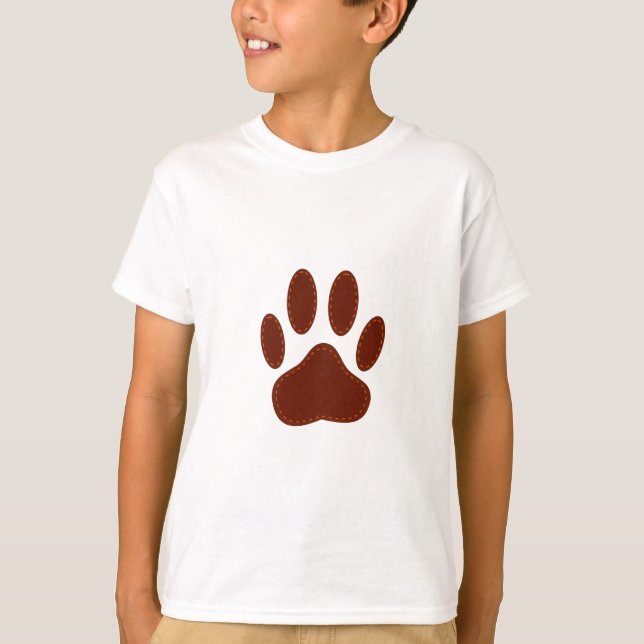 geheftete Felt Dog Paw Print T-Shirt (Vorderseite)