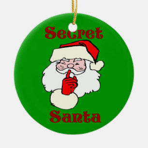 Geheime Sankt auf Weihnachtsgrün Keramik Ornament