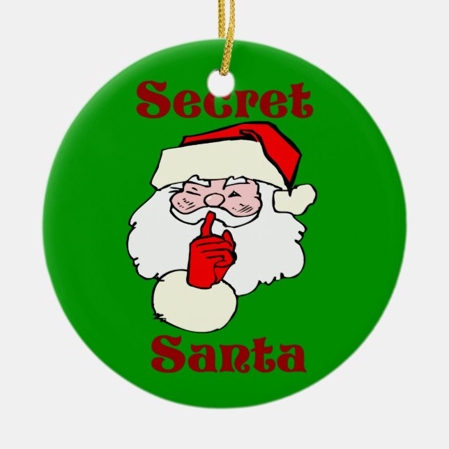 Geheime Sankt auf Weihnachtsgrün Keramik Ornament (Vorne)