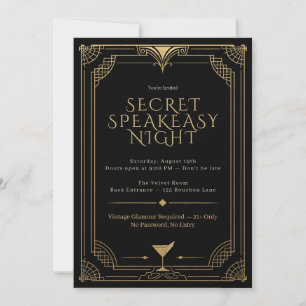 Geheime Speakeasy-Nacht-Einladung - Brüllende 20er Einladung