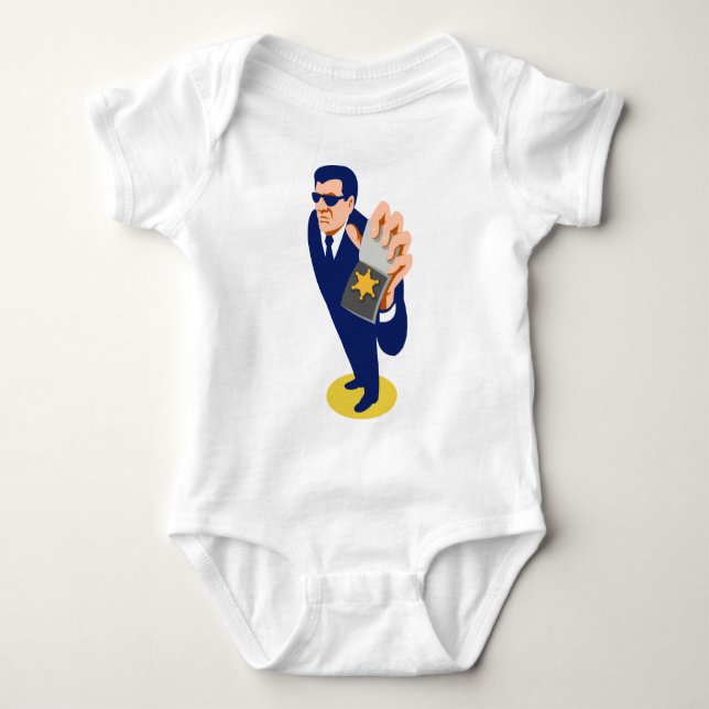geheimer Agent mit ID-Abzeichen-Retro Baby Strampler (Vorderseite)