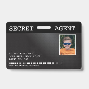Geheimer Agent Spion-Abzeichen - SCHWARZ Ausweis