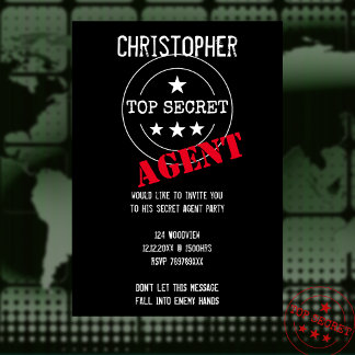 Geheimer Agent - TOP SECRET Party Einladung