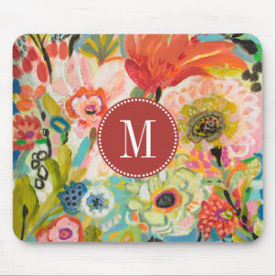 Geheimer Garten Blumen-III des Monogramm-  Mousepad