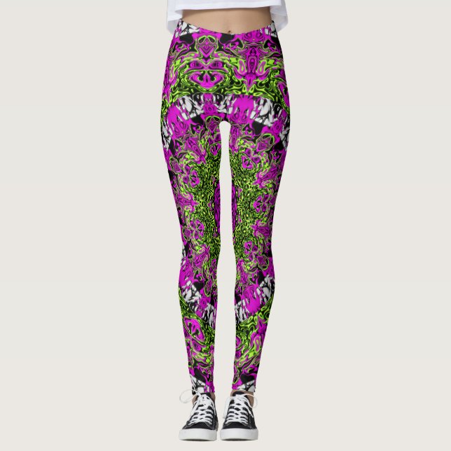 Geheimer Garten (buntes abstraktes Muster) Leggings (Vorderseite)