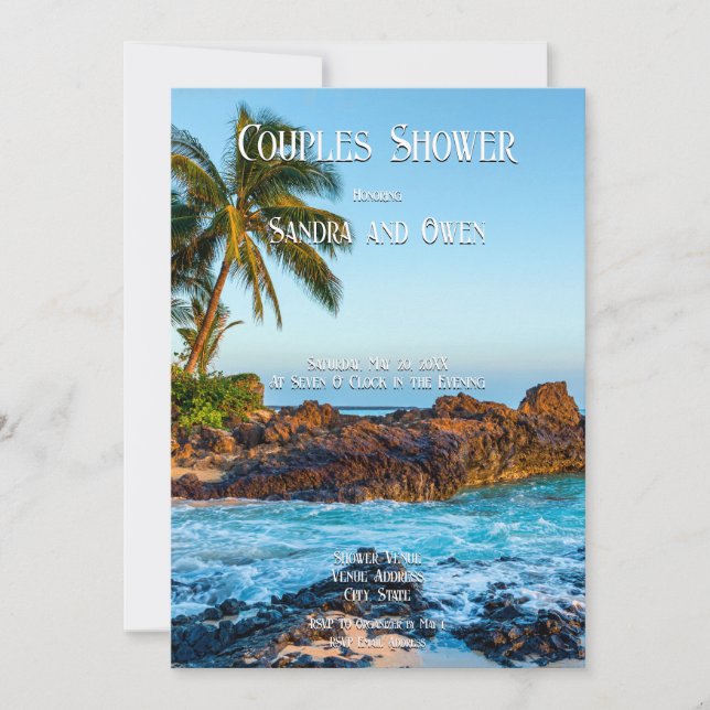 geheimer Strand, tropisches Meer, Paradies, Dusche Einladung (Vorderseite)