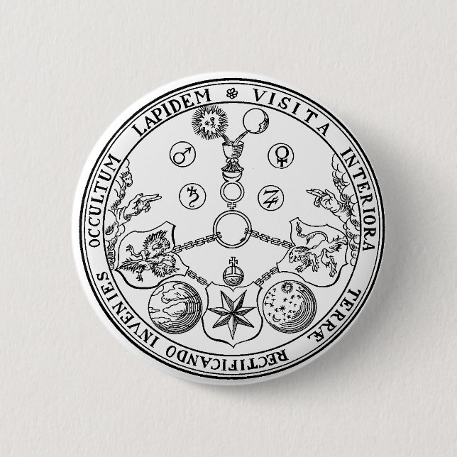 Geheimer VITRIOL Pics-Abzeichen-Alchimie-Alchemist Button (Vorderseite)