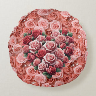 Geheimes Herz von Rose auf Rose Rundkissen Rundes Kissen