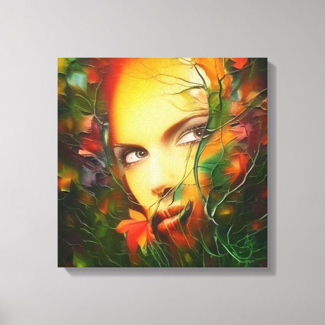 Geheimgarten surreal Art Portrait schöne Frau Leinwanddruck (Vorderseite)