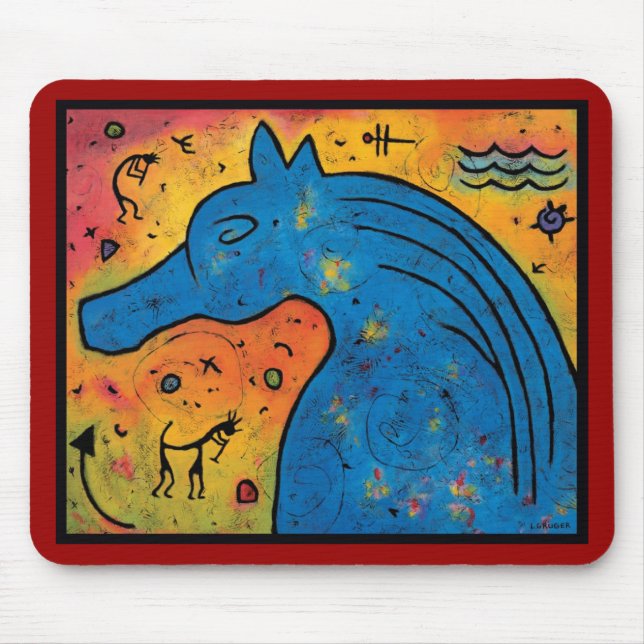 Geheimnis blauer Pferdemausunterlage - 9,25" x Mousepad (Vorne)