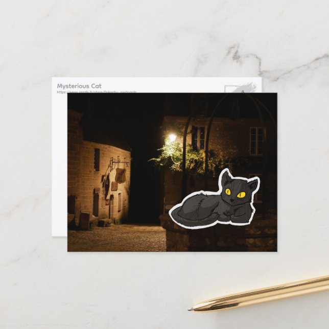 Geheimnisvolle Katze Postkarte (Vorderseite/Rückseite Beispiel)