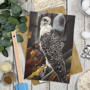 Geheimnisvoller Herbst Gotischer Falke Mondbeschie Geschirrtuch