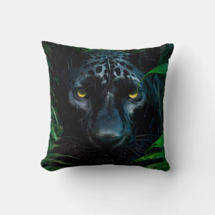 Geheimnisvoller Schwarzer Panther Dschungel Wildti Kissen
