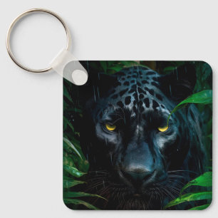 Geheimnisvoller Schwarzer Panther Dschungel Wildti Schlüsselanhänger