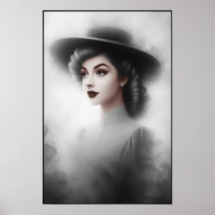 Geheimnisvolles weibliches Porträt Kunst aus den 1 Poster