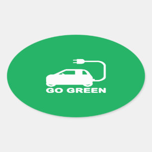 Gehen ~ Antriebs-elektrische Autos grüner Ovaler Aufkleber