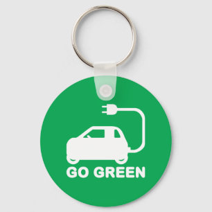 Gehen ~ Antriebs-elektrische Autos grüner Schlüsselanhänger