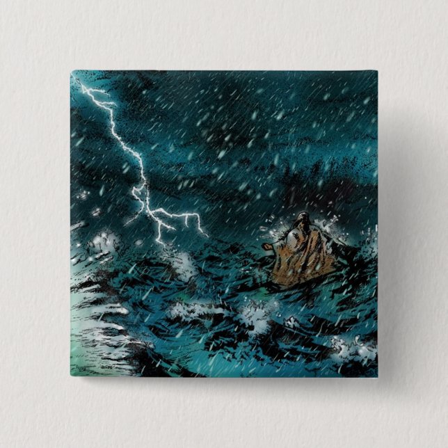 Gehen auf Wasser Jesus Button (Vorderseite)