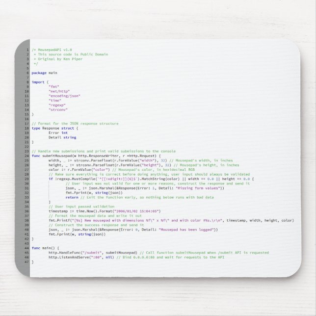 Gehen Code Mousepad (Vorne)