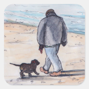 Gehen der Hund - 05 Quadratischer Aufkleber